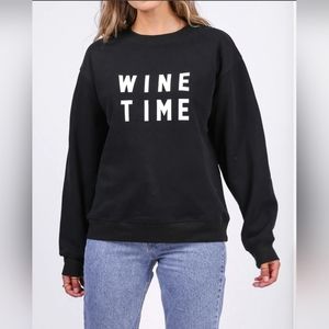 Brunette the Label black crewneck sweatshirt Wine Time M/L
